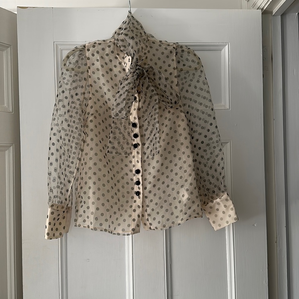 Zara poka dot top with sheer back